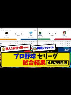 [x]プロ野球セ・リーグ試合結果 4月25日版｜巨人vs中日｜ヤクvs広島｜【まとめ・反応集・なんJ・2ch